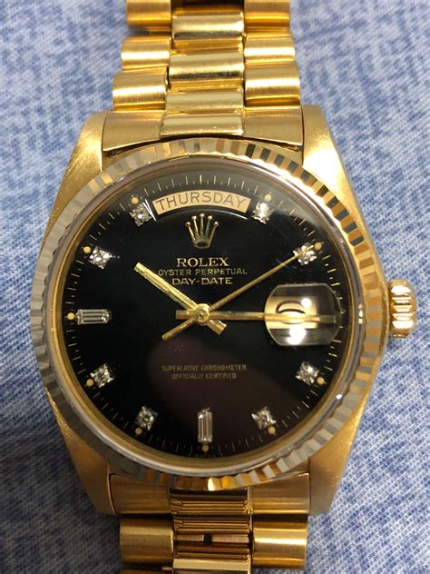 Rolex Day Date 36mm 18038 Single Quickset Black 